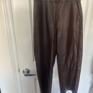 Gerry Weber Dark Brown Faux Leather Tapered Pants